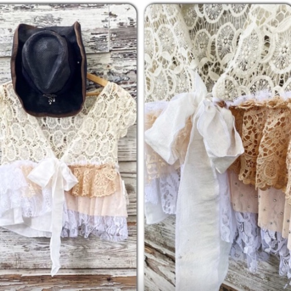 NWOT Upcycled free people crochet top, lace